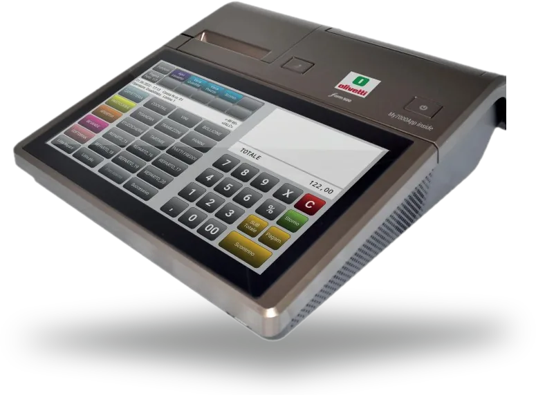 Registratore telematico Olivetti Form 500 con display touch operatore e tastiera a colori